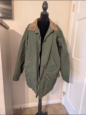 L.L. Bean Vintage Thinsulate Barn Coat Green Corduroy Collar Plus Size 1X